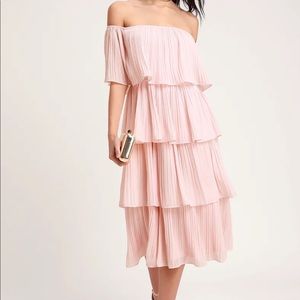 Lulus Gala Ready Ruffle Midi Dress - Blush - SM
